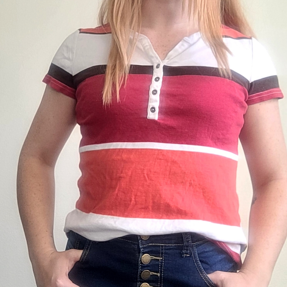 Croft&Barrow striped v-neck tee